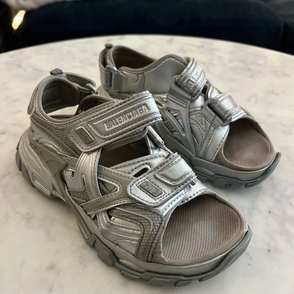 Balenciaga Kids Metallic Silver Sandals